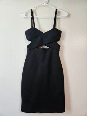 Topshop mini black dress size 4 cutout short structured top bodycon